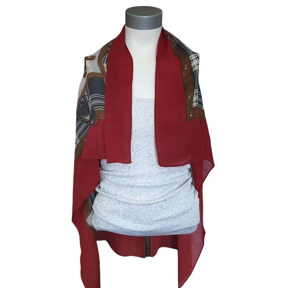 LAUREN RALPH LAUREN square plaid wool retro winter ski sled theme large scarf - Picture 4 of 8